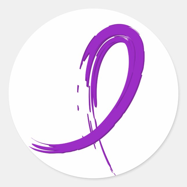 Sticker Rond Ruban pourpre A4 de la fibrose kystique (Devant)