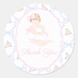 Sticker Rond Ruban Preppy Grandmillennial Dolly & Me Preppy