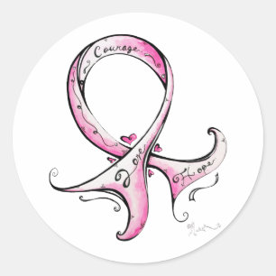 Sticker Rond Ruban rose