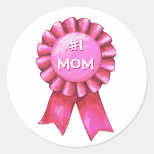 Sticker Rond Ruban rose #1 Maman