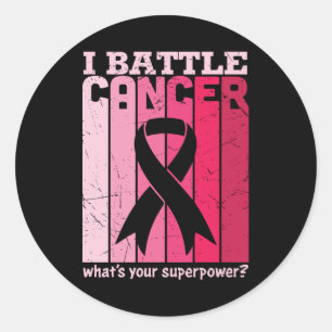 Sticker Rond Ruban rose Bataille Cancer Survivant Soutien Guerr