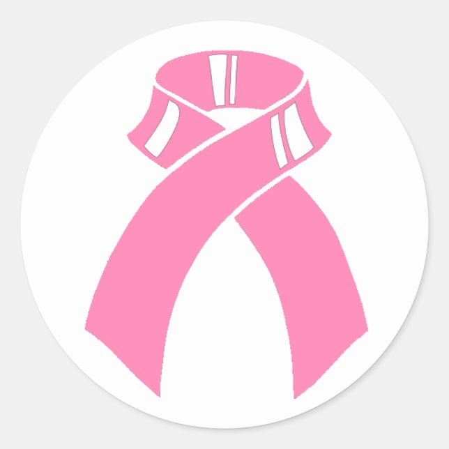 Sticker Rond Ruban rose de sensibilisation au cancer du sein (Devant)
