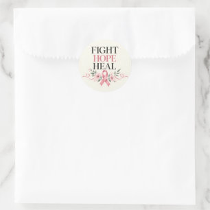 Sticker Rond Ruban Rose de Sensibilisation au Cancer du Sein Es