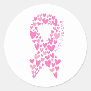 Sticker Rond Ruban Rose Espoir Foi Cancer du Sein Sensibilisati