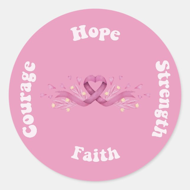Sticker Rond Ruban rose Femmes Sensibilisation au cancer Cancer (Devant)
