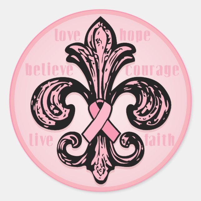Sticker Rond Ruban rose Fleur de lis (Devant)