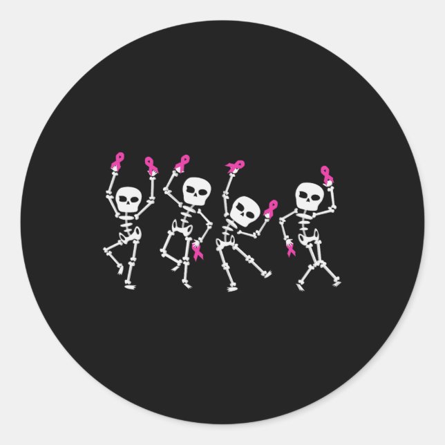 Sticker Rond Ruban rose Sensibilisation au cancer du sein Squel (Devant)