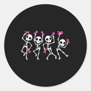Sticker Rond Ruban rose Sensibilisation au cancer du sein Squel