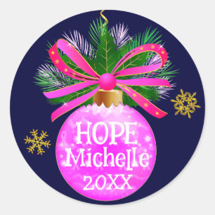 Sticker Rond Ruban rose unique