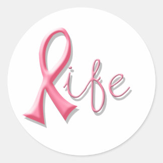 Sticker Rond Ruban rose vie