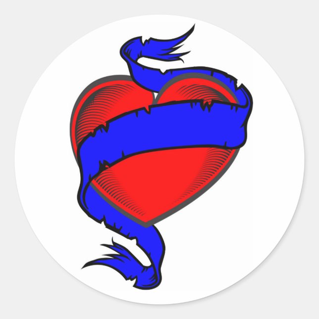 Sticker Rond ruban rouge de coeur (Devant)
