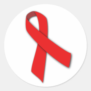 Sticker Rond Ruban rouge de solidarité des personnes vivant