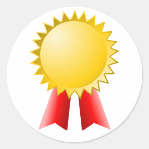 Sticker Rond ruban rouge vierge et or star award