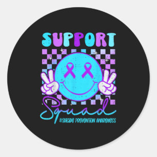 Sticker Rond Ruban sarcelle et violet de sensibilisation au sui
