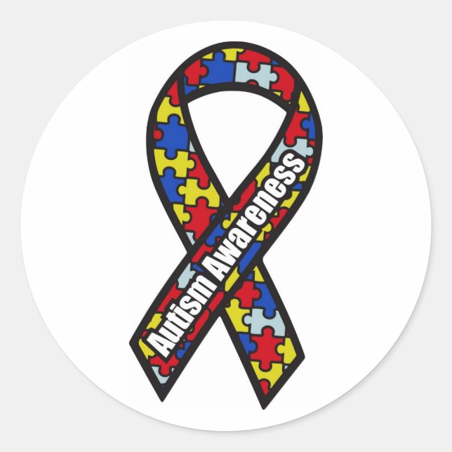 Sticker Rond Ruban sensibilisation sur l'autisme (Devant)