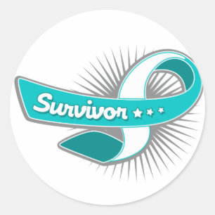 Sticker Rond Ruban survivant du cancer du col utérin