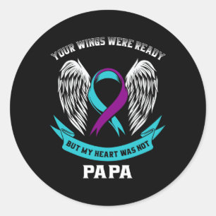 Sticker Rond Ruban turquoise De Sensibilisation Au Suicide Viol