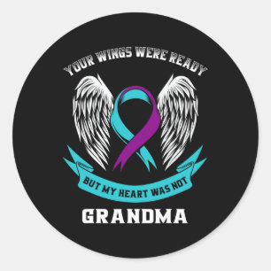 Sticker Rond Ruban turquoise De Sensibilisation Au Suicide Viol