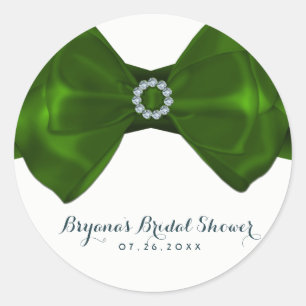 Sticker Rond Ruban vert et diamants Élégant Shower de mariage