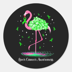 Sticker Rond Ruban vert Flamant rose pour la sensibilisation au