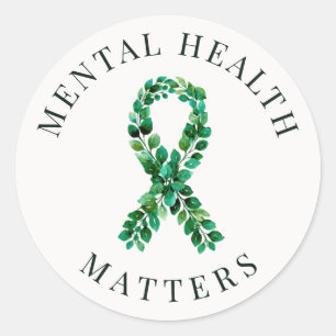 Sticker Rond Ruban vert personnalisé pour la santé mentale VSCO