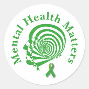 Sticker Rond Ruban vert &Prévention de la santé mentale