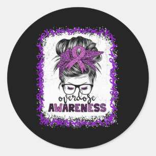 Sticker Rond Ruban Violet Coiffure Désordonnée Sensibilisation