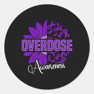 Sticker Rond Ruban Violet de la sensibilisation au surdosage de