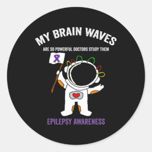Sticker Rond Ruban Violet de Sensibilisation à l'Épilepsie - Ép