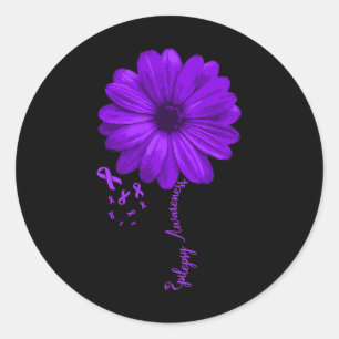 Sticker Rond Ruban Violet de Sensibilisation à l'Épilepsie Nove