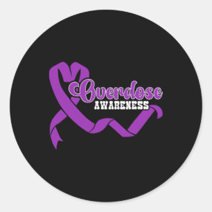 Sticker Rond Ruban Violet de Sensibilisation au Surdosage 45