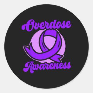 Sticker Rond Ruban Violet de Sensibilisation au Surdosage de Dr