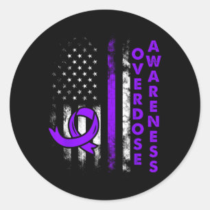 Sticker Rond Ruban Violet de Sensibilisation au Surdosage de Dr