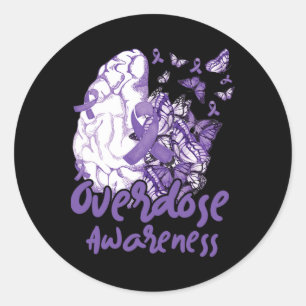Sticker Rond Ruban Violet de Sensibilisation au Surdosage de Dr