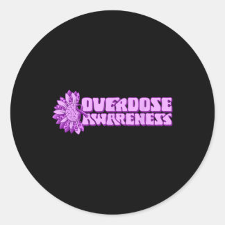Sticker Rond Ruban Violet de Sensibilisation au Surdosage Dépen