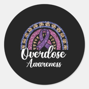 Sticker Rond Ruban Violet de Sensibilisation au Surdosage et à