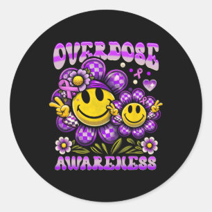 Sticker Rond Ruban Violet de Sensibilisation au Surdosage Souri