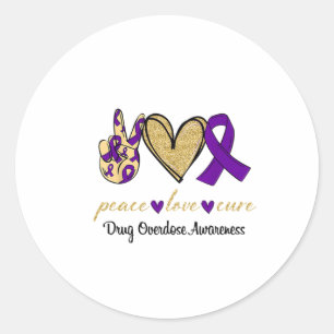 Sticker Rond Ruban Violet Espoir Amour Paix Sensibilisation au