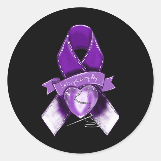 Sticker Rond Ruban violet, graphique de sensibilisation à la su (Devant)