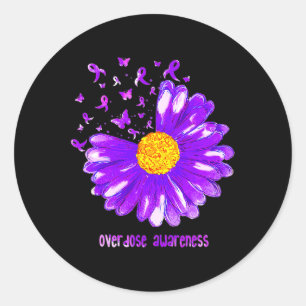 Sticker Rond Ruban Violet Papillon Tournesol Surdosage Sensibil