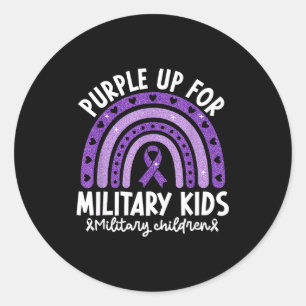 Sticker Rond Ruban violet pour les enfants de militaires arc-en