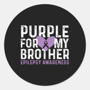 Sticker Rond Ruban Violet Pour Mon Frère Sensibilisation à l'Ép