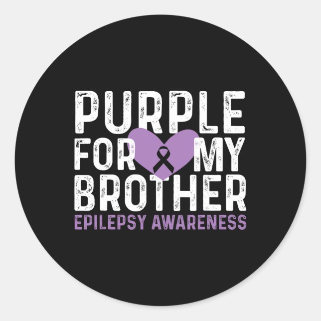Sticker Rond Ruban Violet Pour Mon Frère Sensibilisation à l'Ép (Devant)
