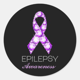 Sticker Rond Ruban Violet Sensibilisation à l'Épilepsie