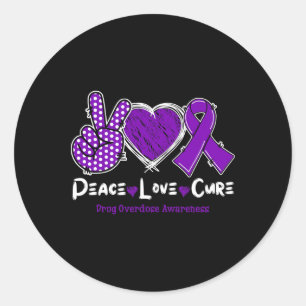 Sticker Rond Ruban Violet Sensibilisation aux Surdoses de Drogu