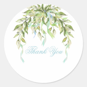 Sticker Rond Rubans bleus Merci de verdure fleurie
