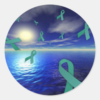 Sticker Rond Rubans de sensibilisation au cancer du foie au-des