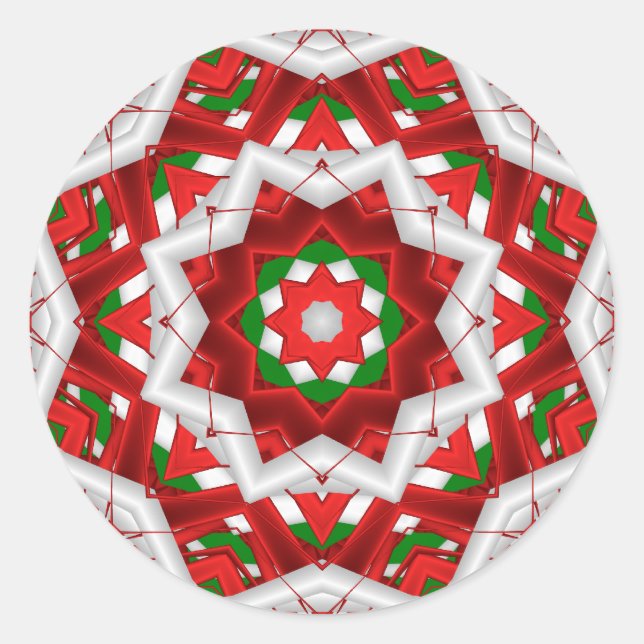 Sticker Rond Rubans Fractants Red Green White Holiday (Devant)