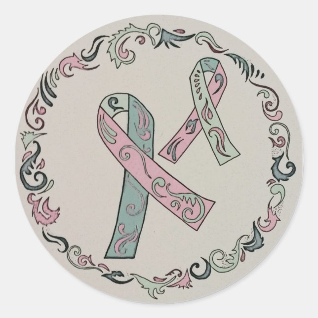 Sticker Rond Rubans métastatiques contre le cancer du sein (Devant)