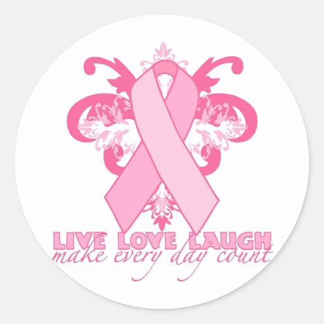 Sticker Rond Rubans roses tous les jours (Devant)